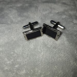 Elegant Silver and Black Cufflinks